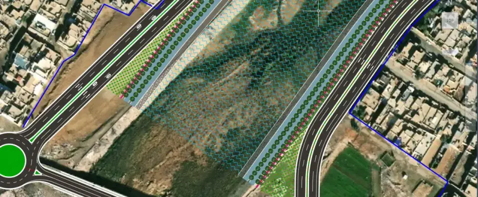 Urban planning overlay with pond alignment in ArcGIS