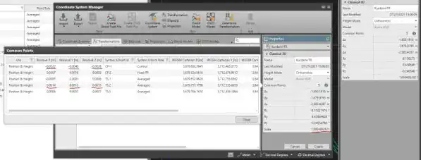Leica Infinity coordinate transformation manager