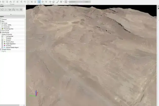 3D terrain model generated in Pix4Dmapper