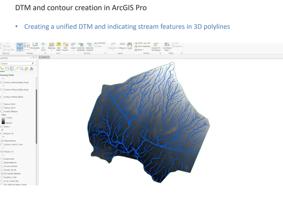 Stream network and contour digitization