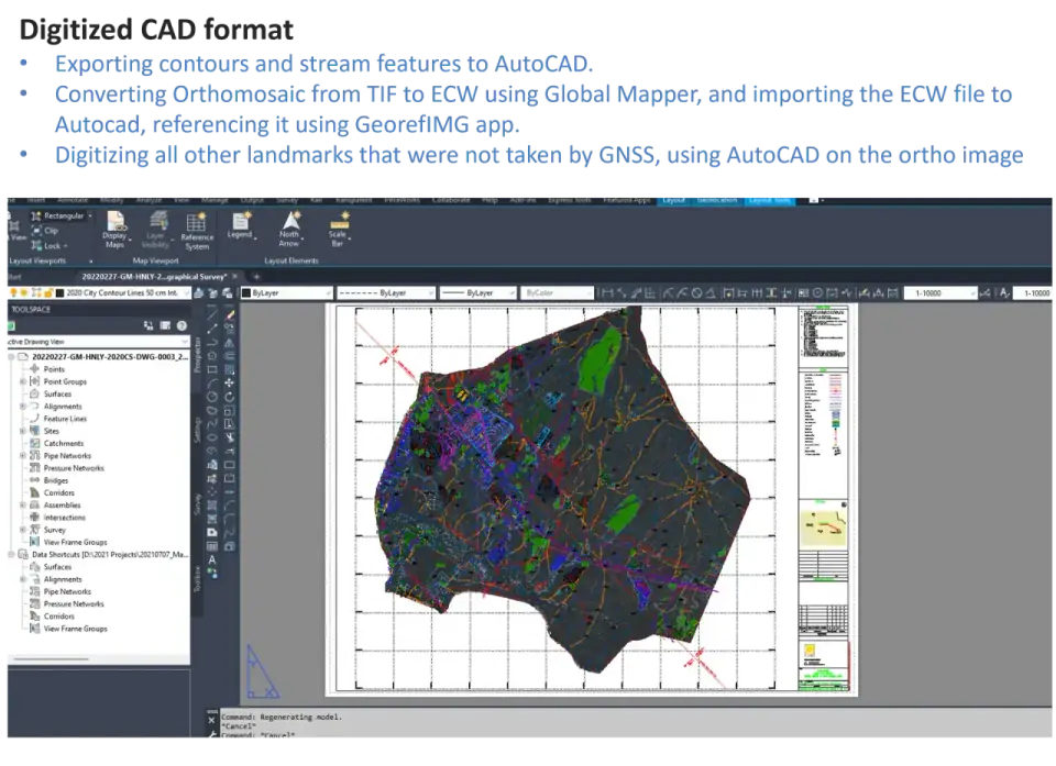Contour and landmark overlay on orthomosaic