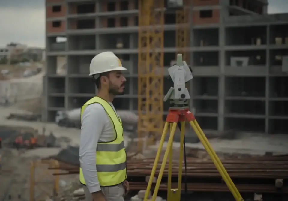 Construction surveying on site